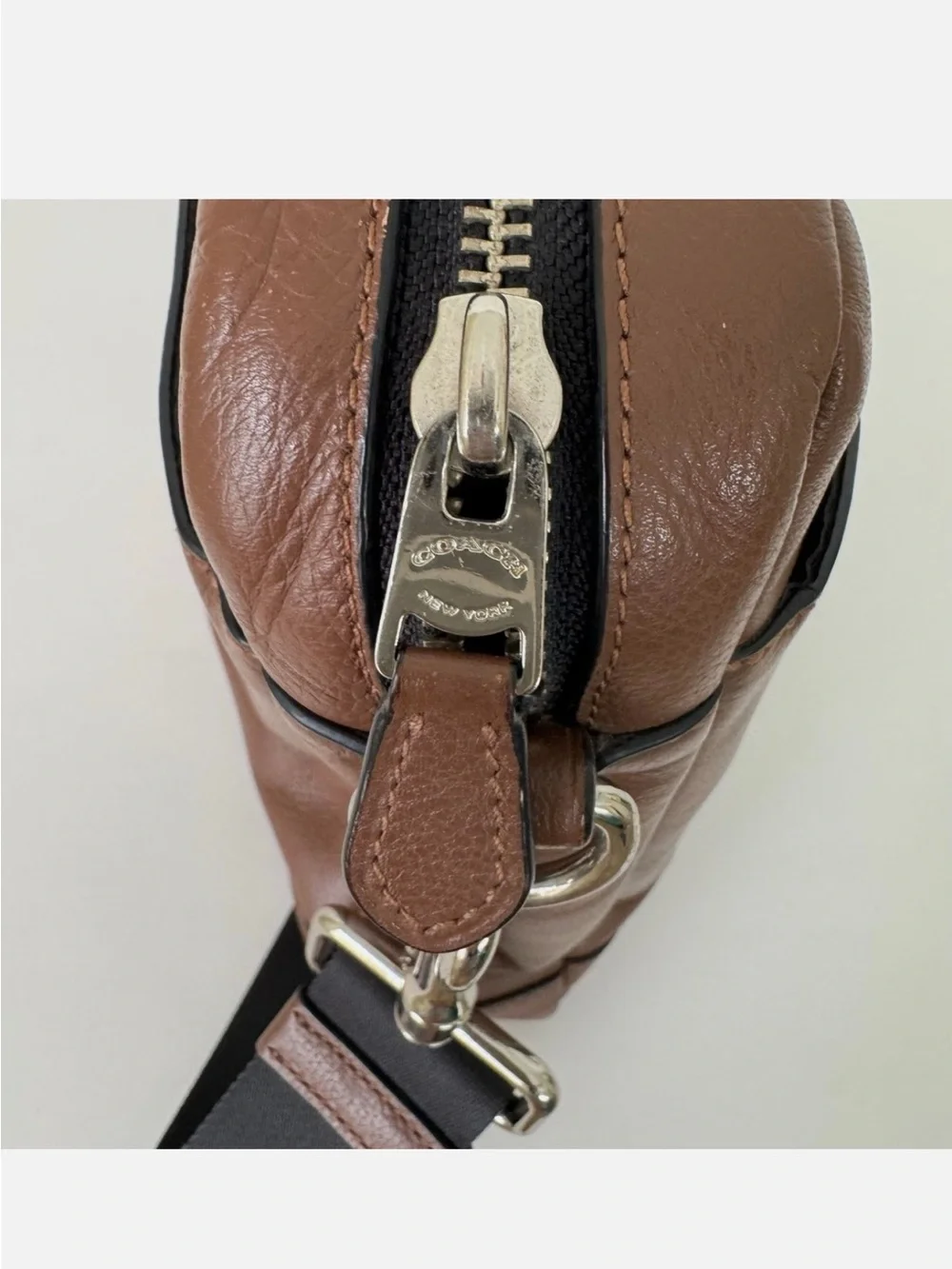 Coach Brown Leather Briefcase with Black Adjustable Strap